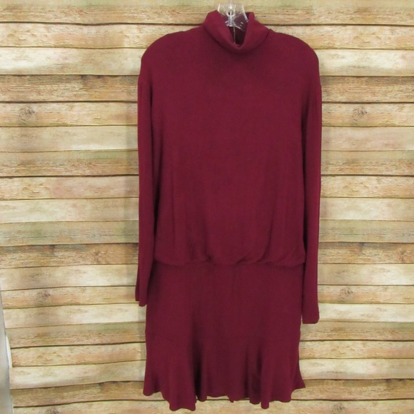 Anthropologie by Bailey/44 Greta Mock Neck in Cabernet Sweater Dress M - Picture 1 of 16